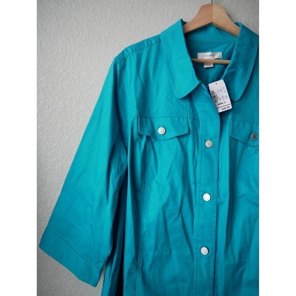 Christopher & Banks Women Turquoise Button Down Jacket Overcoat Basics NWT 3x - Picture 4 of 11